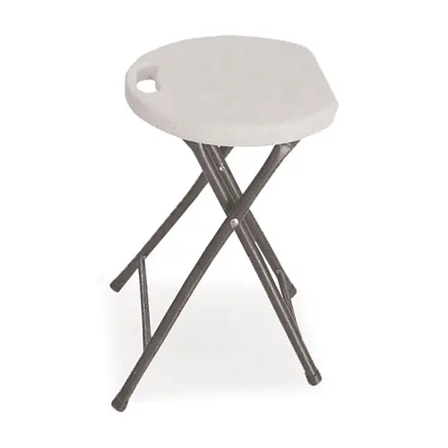 Iceberg Rough n Ready Folding Stool, Backless, White Seat, Charcoal Base, 26" Height, Supports Up to 300 lb, 4/Carton