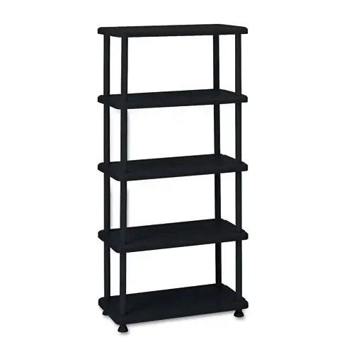 Iceberg Rough n Ready Open Storage System, Five-Shelf, Black, 36"W x 18"D x 74"H