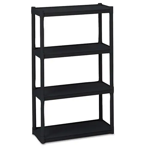 Iceberg Rough n Ready Open Storage System, Four-Shelf, Black, 32" W x 13" D x 54" H