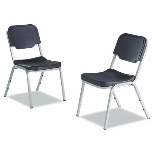 Iceberg Rough n Ready Stack Chair, Charcoal Seat and Back, Silver Base, 4 Chairs/Carton