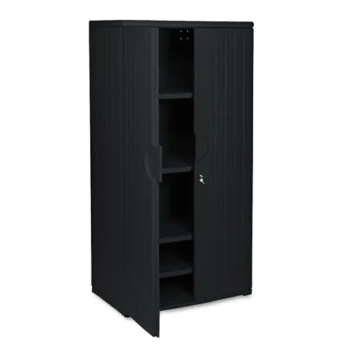 Iceberg Rough n Ready Storage Cabinet, 36"W x 22"D x 72"H, Black, Four-Shelf