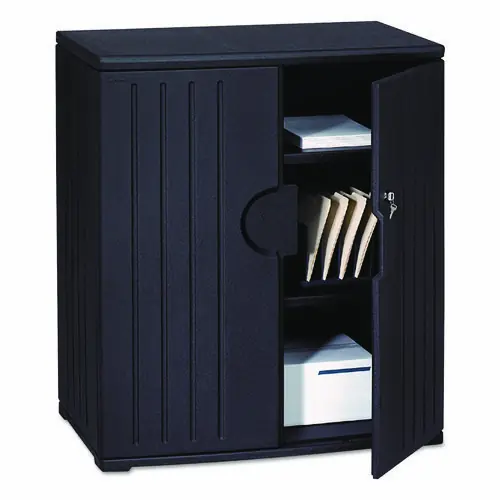 Iceberg Rough n Ready Storage Cabinet, 36"W x 22"D x 46"H, Black, Two-Shelf