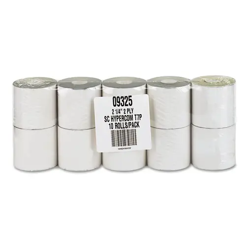 Iconex™ Impact Printing Carbonless Paper Rolls, 2.25" x 70 ft, White/Canary, 10/Pack