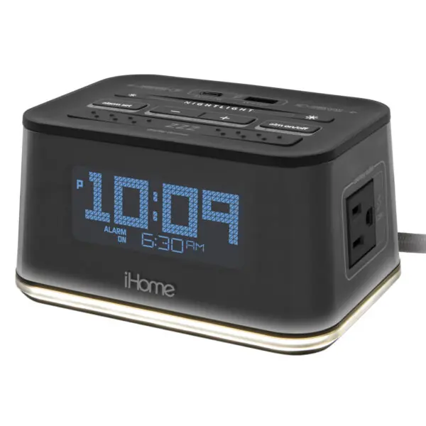 iHome HiH50 Bedside Single Day Alarm Clock, Charger