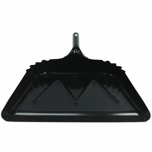 Impact® Heavy-Duty Commercial Dust Pan, 16 x 15.5, 5.38" Handle, 20-Gauge Steel, Black