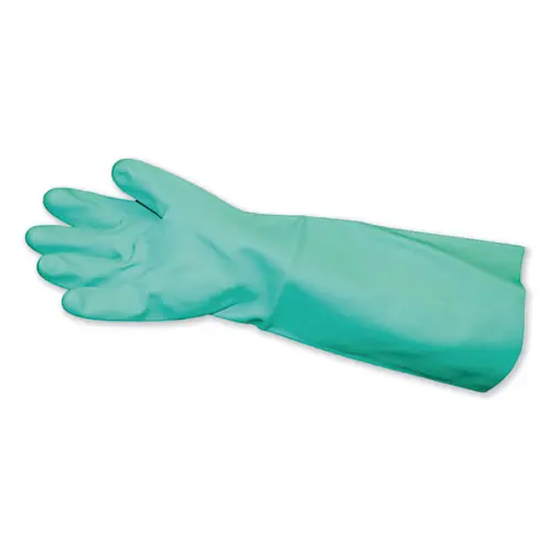 Impact® Long-Sleeve Unlined Nitrile Gloves, Powder-Free, Green, Medium, 12 Pair/Carton