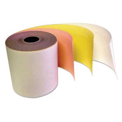 IMPRESO® Carbonless Receipt Rolls, 3" x 67 ft, White/Canary/Pink, 5/Pack