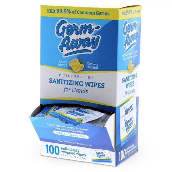 Individually Wrapped Sanitizer Wipes in 100 Ct Dispenser Box, Wipex, Case of 12 Boxes