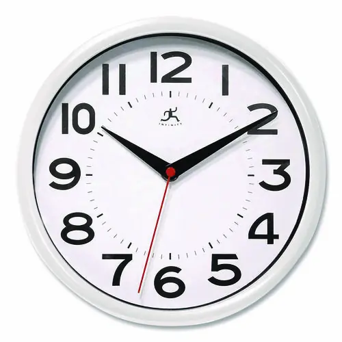 Infinity Instruments Metro Wall Clock, 9" Diameter, White Case, 1 AA (sold separately)