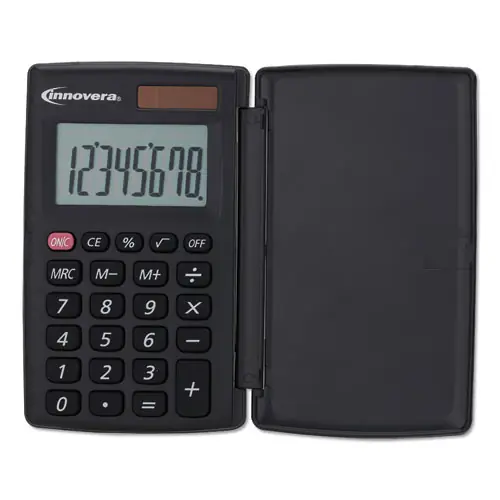 Innovera® 15921 Pocket Calculator with Hard Shell Flip Cover, 8-Digit LCD