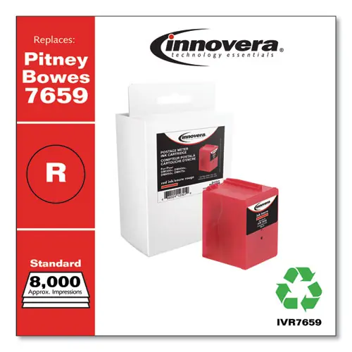 Innovera® Compatible Red Postage Meter Ink, Replacement for 765-9 (7659), 8,000 Page-Yield