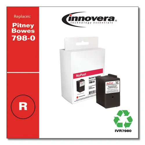 Innovera® Compatible Red Postage Meter Ink, Replacement for 798-0 (SL-798-0), 1,500 Page-Yield