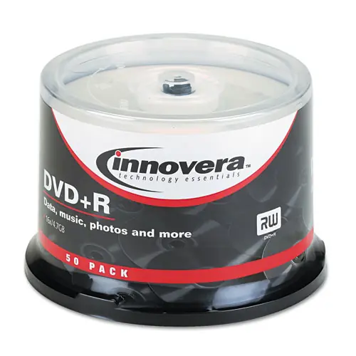 Innovera® DVD+R Recordable Disc, 4.7 GB, 16x, Spindle, Silver, 50/Pack