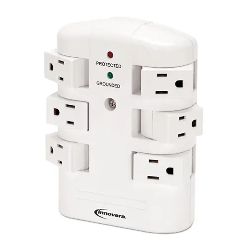Innovera® Wall Mount Surge Protector, 6 AC Outlets, 2,160 J, White