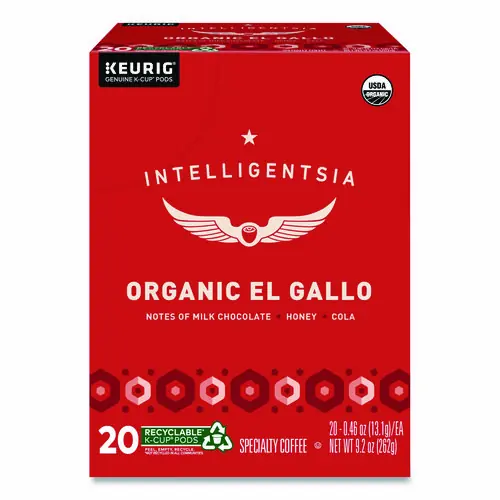 Intelligentsia El Gallo Organic Coffee K-Cups, Light Roast, 20/Box