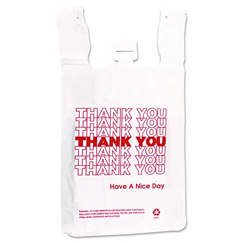 Inteplast Group HDPE T-Shirt Bags, Thank You - Have a Nice Day, 500/Carton