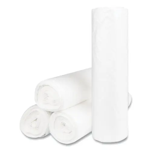 Inteplast Group High-Density Commercial Can Liners, 56 gal, 14 mic, 43" x 48", Natural, Interleaved Roll, 25 Bags/Roll, 8 Rolls/Carton