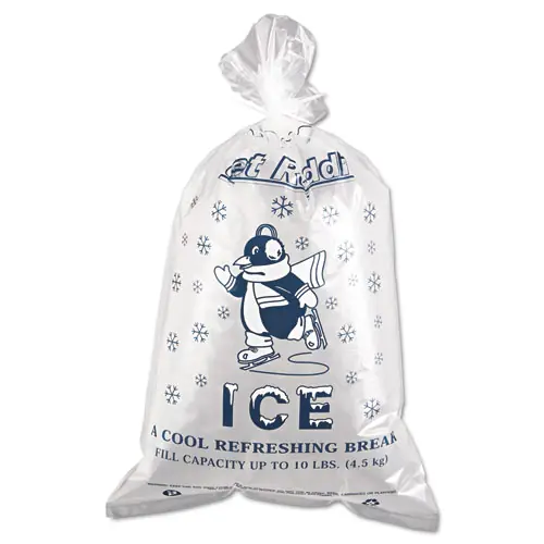Inteplast Group Ice Bags with Twist-Ties, 10 lb Capacity, 12" x 21", Clear, 1,000/Carton