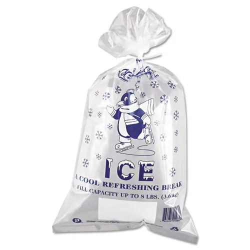 Inteplast Group Ice Bags with Twist-Ties, 8 lb Capacity, 11" x 20", Clear, 1,000/Carton