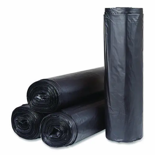 Inteplast Group Institutional Low-Density Can Liners, 45 gal, 1.2 mil, Black, Interleaved Roll, 100 Bags/Carton