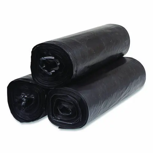 Inteplast Group Low-Density Commercial Can Liners, 60 Gallon, 1.15 mil, 38" x 58", Black, 25 Bags/Roll, 4 Rolls/Carton