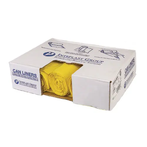 Inteplast Group Low-Density Commercial Can Liners, Infectious Waste Biohazard, 30 gal, 1.15 mil, 30" x 43", Yellow