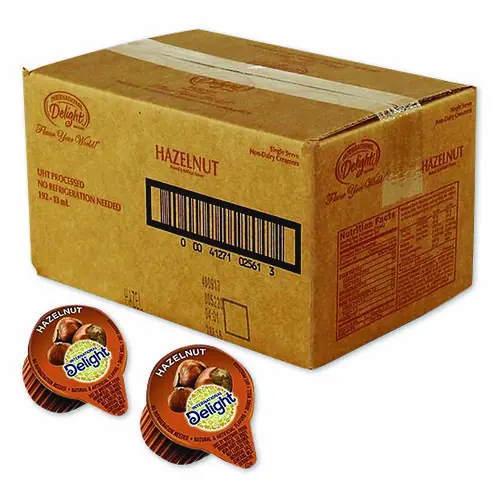International Delight® Flavored Liquid Non-Dairy Coffee Creamer, Hazelnut, 0.44 oz Mini Cups, 192 Cups/Carton
