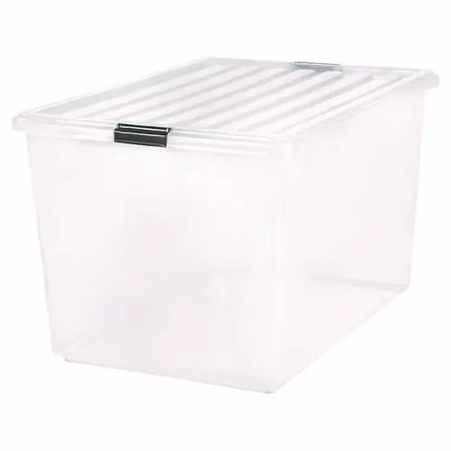 IRIS 132 Qt. Latch Lid Storage Box, Clear/Black