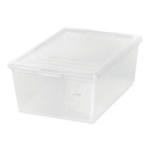 IRIS 13.5 Qt. Lift-Off Lid Storage Tote, Clear/Gray, 10.6" x 16.1" x 5.9"