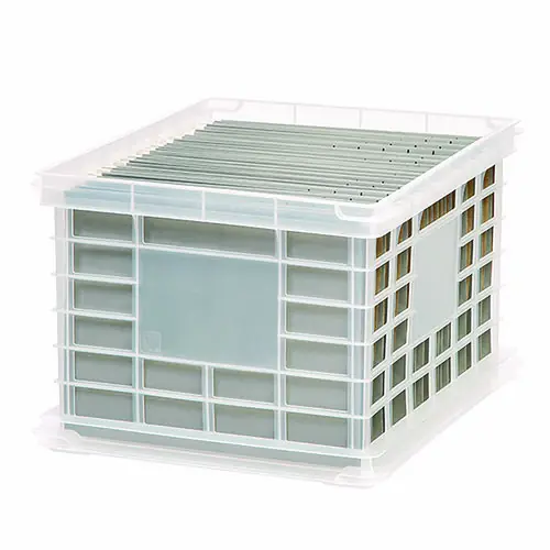 IRIS File Storage Durable Plastic Crate, Clear, 13.88 x 17.13 x 10.5