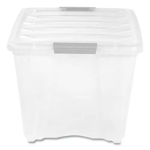 IRIS Stack and Pull Latching Flat Lid Storage Box, 13.5 gal, Clear, 22" x 16.5" x 13.03"