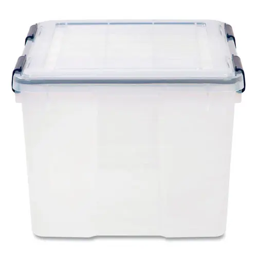 IRIS WEATHERTIGHT Latching Flat Lid Storage Box, 11.5 gal, Clear, 15.7" x 19.7" x 11.7"