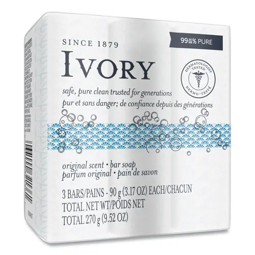 Ivory® Individually Wrapped Bath Soap, Original Scent, 3.1 oz, 72/Carton
