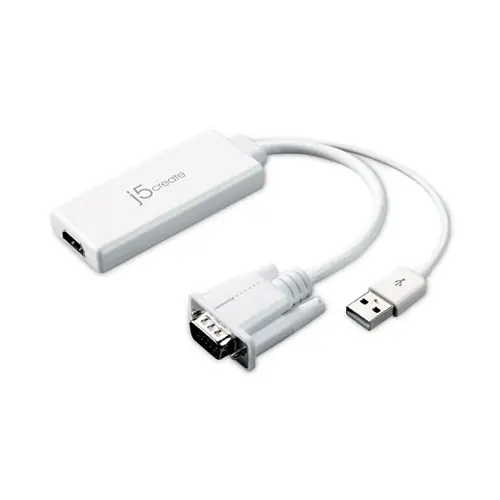 j5create® VGA to HDMI Video Audio Adapter, White
