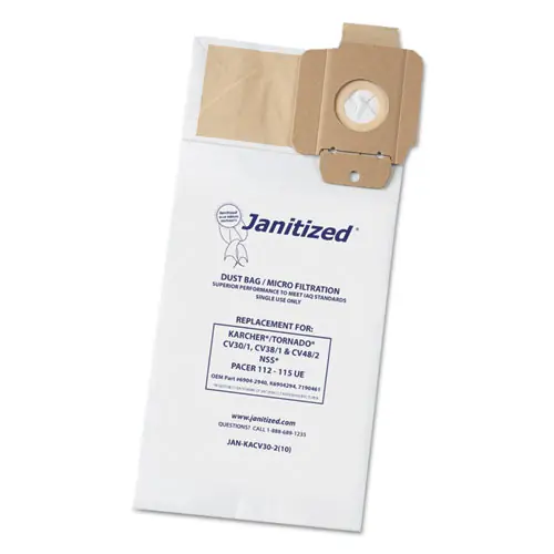 Janitized® Vacuum Filter Bags Designed to Fit Karcher/Tornado CV30/1, CV38/1, CV48/2, 100/Carton