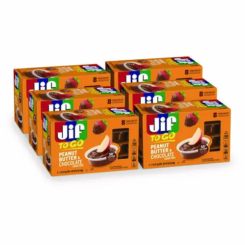 Jif To Go® Chocolate Peanut Butter, 1.1 oz Cups, 8 Cups/Pack, 6 Packs/Carton