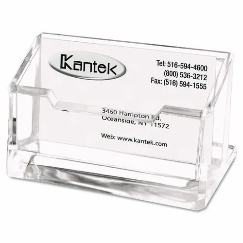 Kantek Acrylic Business Card Holder, Clear, Holds 80 Cards, 4.1" x 1.9" x 2.1"