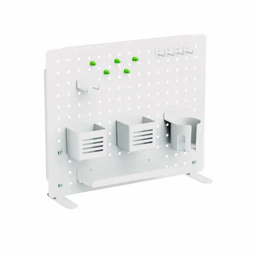 Kantek Pegboard Organizer, Three Compartments, White Steel, 20.58" x 1" x 17"