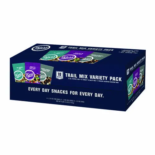 Kar's Trail Mix Variety Pack, Assorted Flavors, 18 Bags/Carton