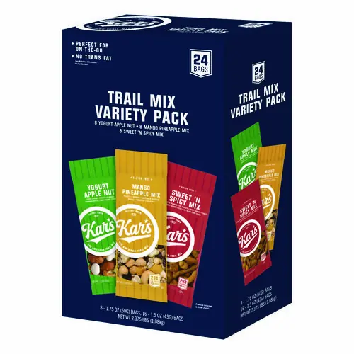 Kar's Trail Mix Variety Pack, Mango Pineapple/Sweet 'N Spicy/Yogurt Apple Nut - 24 Packets