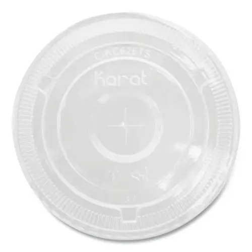 Karat® PET Lids, Flat with Straw Slot, Fits 12 oz to 24 oz Cold Cups, Plastic, Clear, 1,000/Carton