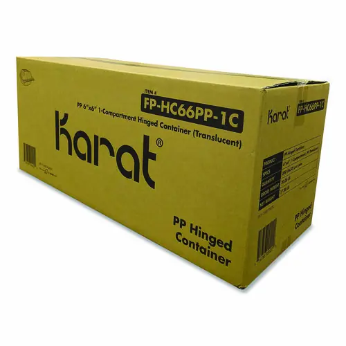 Karat® Polypropylene Plastic Hinged Container