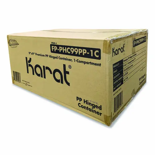 Karat® Polypropylene Plastic Hinged Container, 9 x 9 x 3, Black/Clear, Plastic, 50/Pack, 3 Packs/Carton