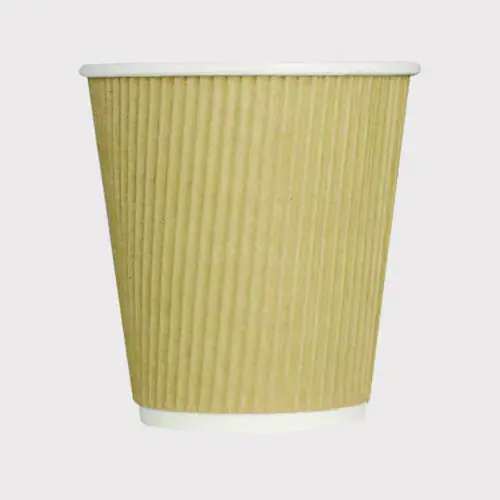 Karat® Ripple Hot Cups, 10 oz, Kraft/White, 500/Carton