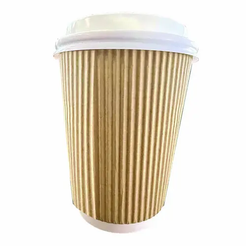 Karat® Ripple Hot Cups, 12 oz, Paper, Kraft/White, 500/Carton