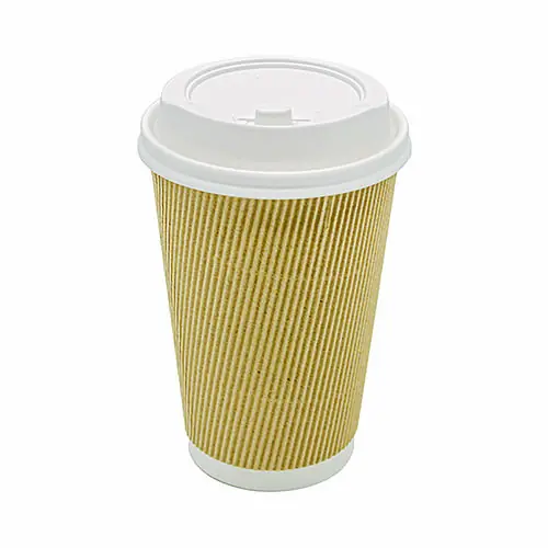 Karat® Ripple Hot Cups, 16 oz, Kraft/White, 500/Carton