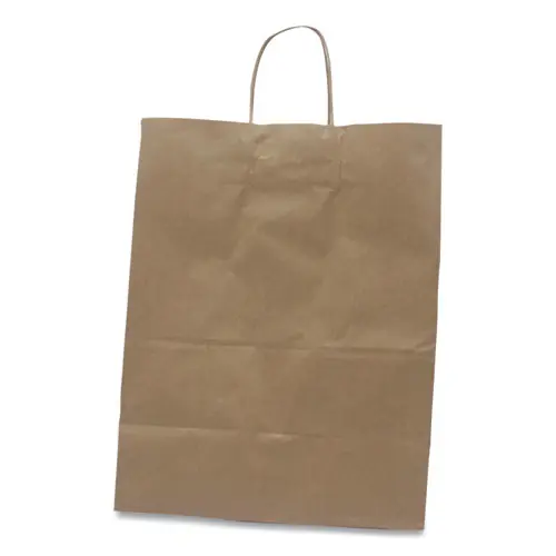 Kari-Out® Kraft Paper Bags, Natural Twisted-Paper Handles, 13" x 7" x 17", Natural, 250/Carton