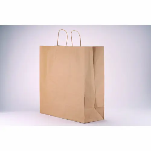 Kari-Out® Kraft Paper Bags, Natural Twisted-Paper Handles, Brown Kraft, 18" x 7" x 18.5", 200/Bundle