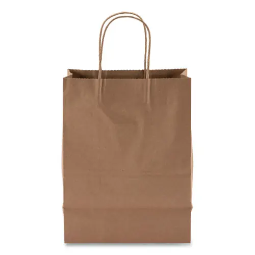 Kari-Out® Kraft Paper Bags, Natural Twisted-Paper Handles, 8" x 5" x 11", Natural, 250/Carton