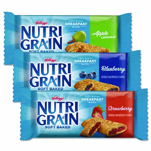 Kellogg's® Nutri-Grain Soft Baked Breakfast Bars, Assorted Apple, Blueberry, Strawberry, 1.3 oz, 48 Bars/Carton